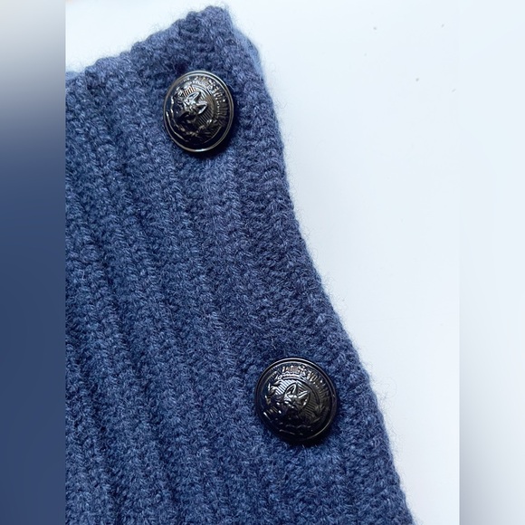 Zadig & Voltaire cashmere sweater navy Alma Button-Trimmed turtleneck small NWT - Picture 7 of 10